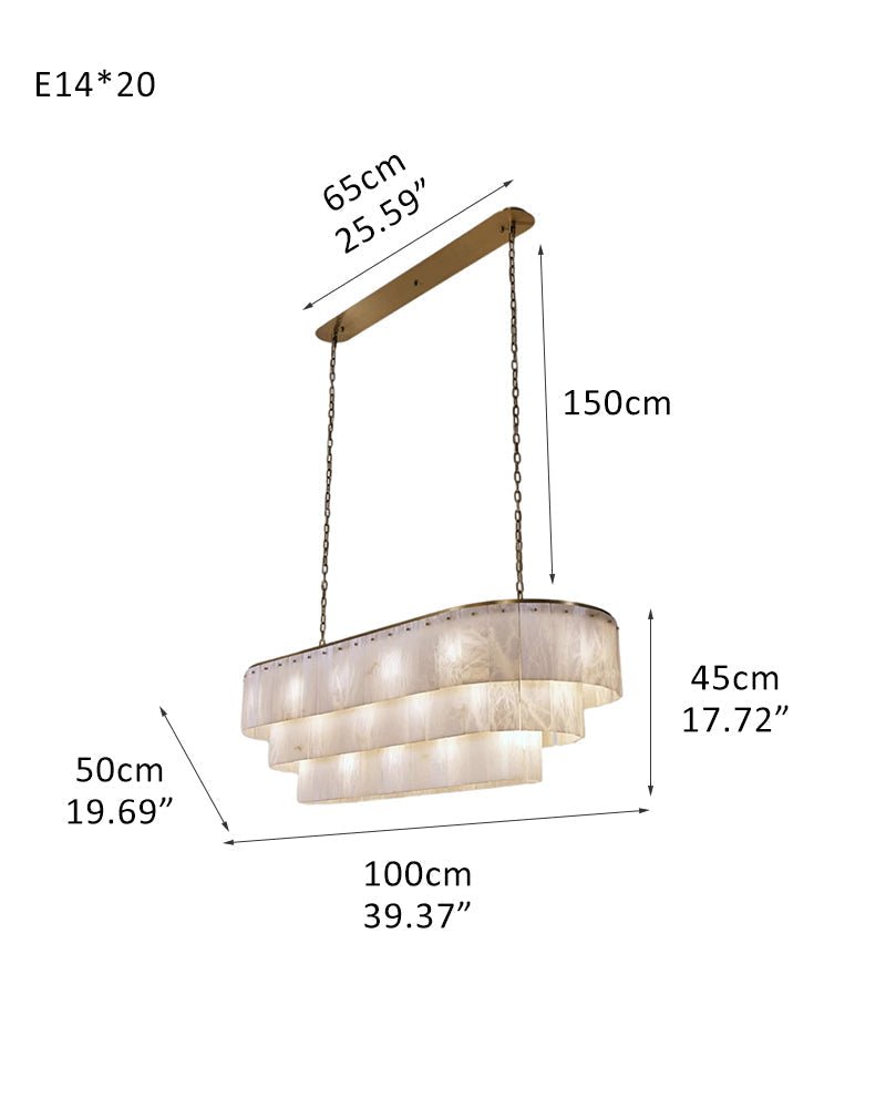 Stairwell Luxury Modern LED High Ceiling Large Alabaster Chandelier - 20 - light - L100*W50*H45CM/L39.37"*W19.69"*H17.72"Warm lightWhite + BrassBlushlighting
