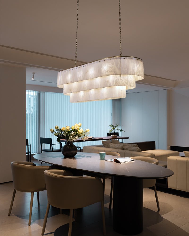 Stairwell Luxury Modern LED High Ceiling Large Alabaster Chandelier - 14 - light - L60*H45CM/L23.62"*H17.72"Warm lightWhite + BrassBlushlighting
