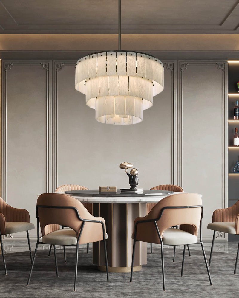 Stairwell Luxury Modern LED High Ceiling Large Alabaster Chandelier - 14 - light - L60*H45CM/L23.62"*H17.72"Warm lightWhite + BrassBlushlighting