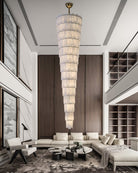 Stairwell Luxury Modern LED High Ceiling Large Alabaster Chandelier - 14 - light - L60*H45CM/L23.62"*H17.72"Warm lightWhite + BrassBlushlighting