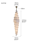 Stairwell Luxury Modern LED High Ceiling Large Alabaster Chandelier - 40 - light - L52*H227CM/L20.47“*H89.37"Warm lightWhite + BrassBlushlighting