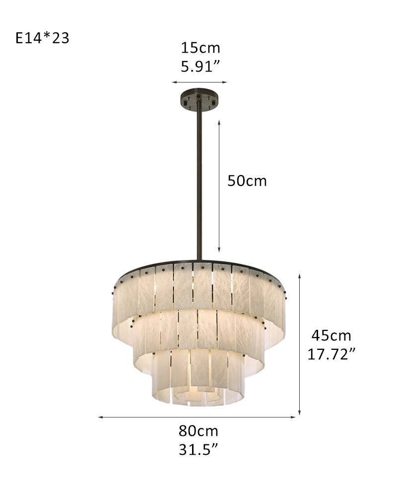 Stairwell Luxury Modern LED High Ceiling Large Alabaster Chandelier - 23 - light - L80*H45CM/L31.5“*H17.72"Warm lightWhite + BrassBlushlighting