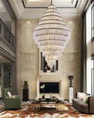 Stairwell Luxury Modern LED High Ceiling Large Alabaster Chandelier - 14 - light - L60*H45CM/L23.62"*H17.72"Warm lightWhite + BrassBlushlighting