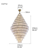 Stairwell Luxury Modern LED High Ceiling Large Alabaster Chandelier - 52 - light - L150*H250CM/L59.06"*H98.43"Warm lightWhite + BrassBlushlighting
