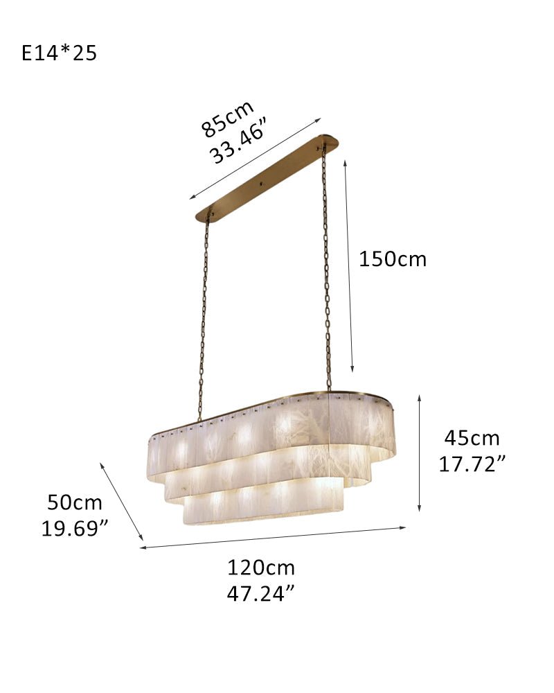 Stairwell Luxury Modern LED High Ceiling Large Alabaster Chandelier - 25 - light - L120*W50*H45CM/L47.24“*W19.69“*H17.72"Warm lightWhite + BrassBlushlighting