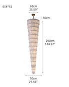 Stairwell Luxury Modern LED High Ceiling Large Alabaster Chandelier - 52 - light - L70*H290CM/L27.56“*H114.17"Warm lightWhite + BrassBlushlighting