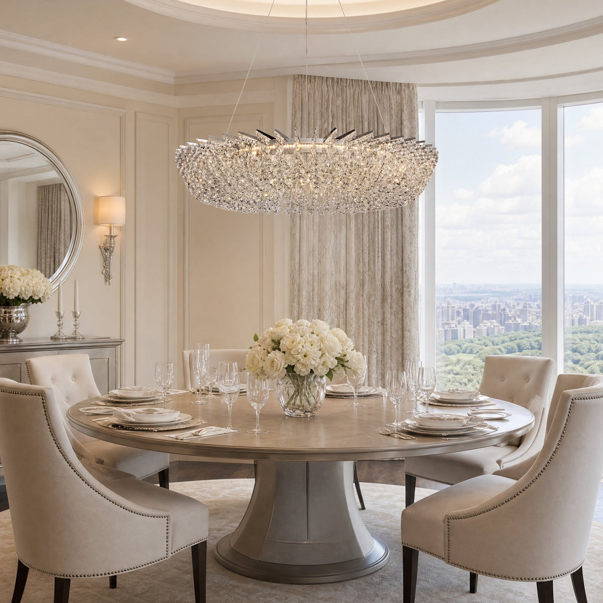Stella Round Crystal Chandelier - Ø39.4" × H7.3" (Ø100 × H18.6 cm)Blushlighting