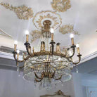 Stunning Oversized Luxury Golden Metal Candle Crystal Tassel Chandelier For High - ceiling - Blushlighting