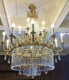 Stunning Oversized Luxury Golden Metal Candle Crystal Tassel Chandelier For High - ceiling - Blushlighting