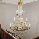 Stunning Oversized Luxury Golden Metal Candle Crystal Tassel Chandelier For High - ceiling Staircase/Entryway/Living/Meeting Room - 1 Layer: D 39.4"*H 39.4"Warm LightBlushlighting