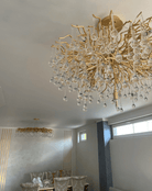 Stunning Tree Branch Crystal Chandelier with Clear Teardrop - shaped for Living/Dining Room - Round D31.5”*H21.7”/10 LightsGoldWarm LightBlushlighting