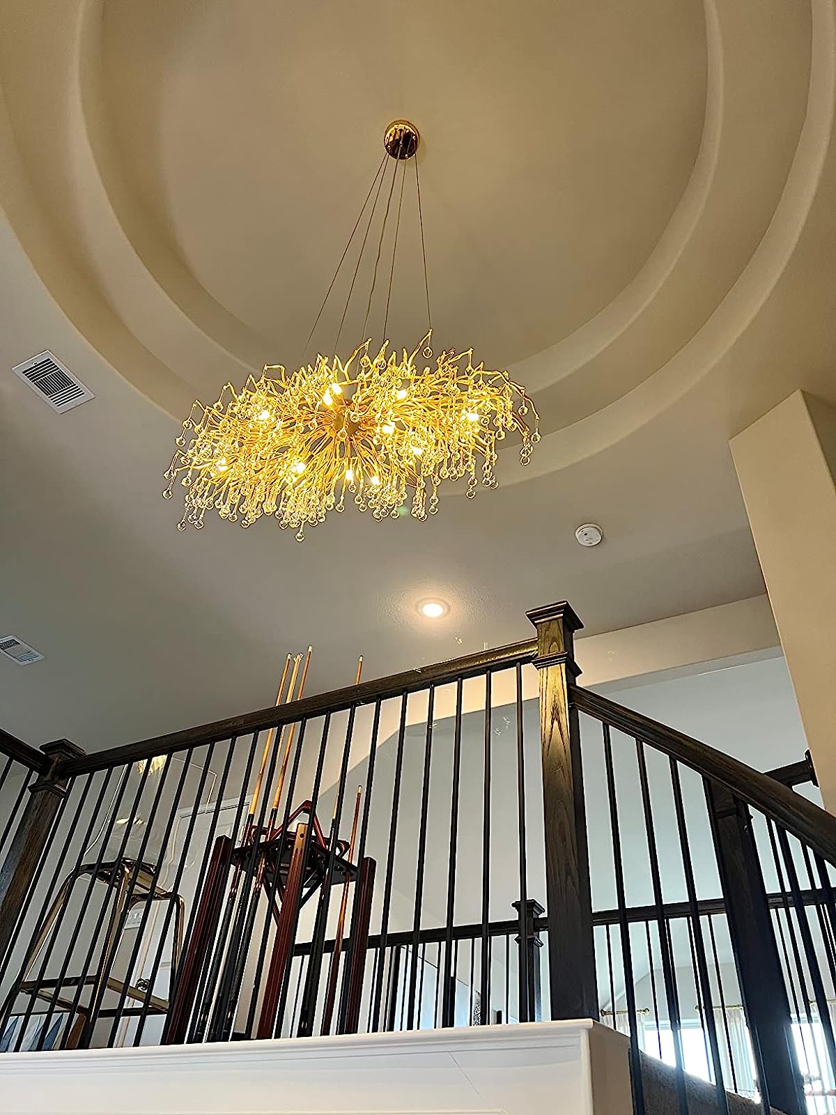 Stunning Tree Branch Crystal Chandelier with Clear Teardrop - shaped for Living/Dining Room - Round D31.5”*H21.7”/10 LightsGoldWarm LightBlushlighting