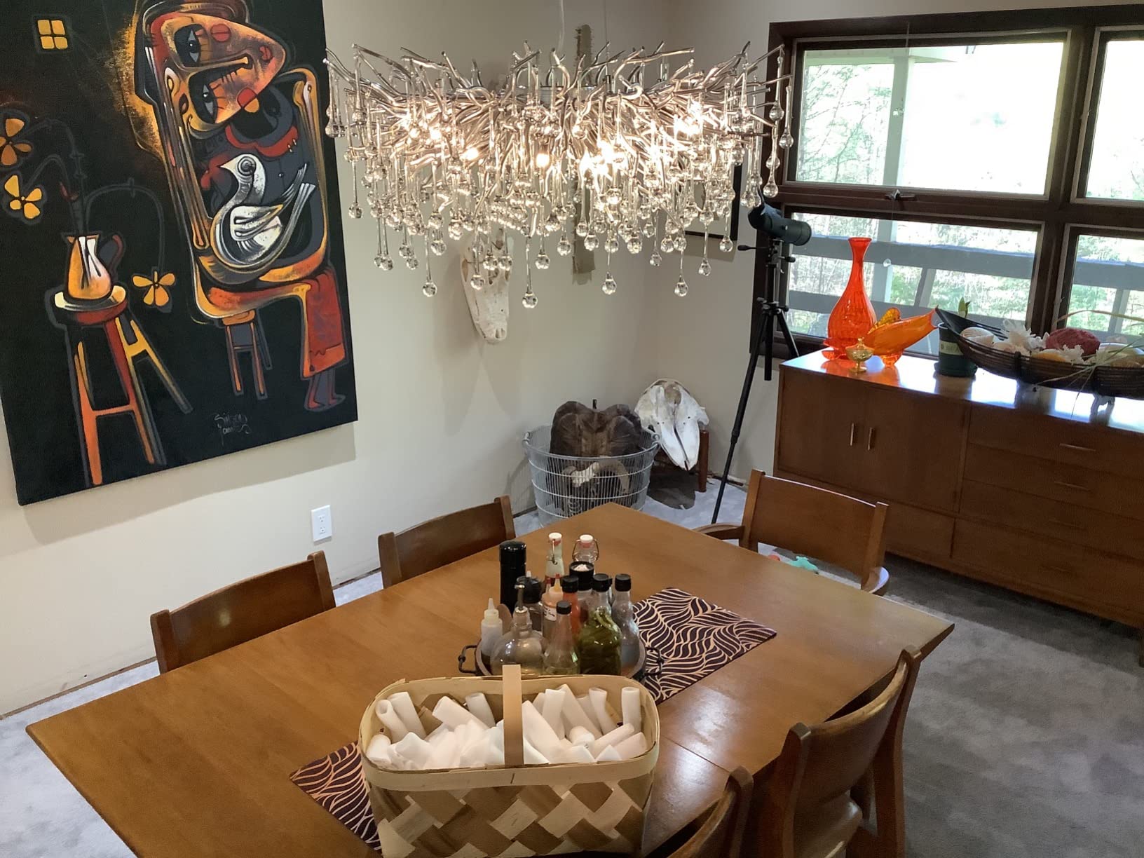 Stunning Tree Branch Crystal Chandelier with Clear Teardrop - shaped for Living/Dining Room - Rectangle L39.4”*W25.6”*H25.6”/10 Lights/27kgChromeWarm LightBlushlighting