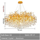 Stunning Tree Branch Crystal Chandelier with Clear Teardrop-shaped for Living/Dining Room-Chandeliers-Round D59.1”*H29.5”/24 Lights-Gold-Warm Light-Blushlighting