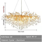 Stunning Tree Branch Crystal Chandelier with Clear Teardrop-shaped for Living/Dining Room-Chandeliers-Rectangle L102.4”*W39.4”*H25.6”/25 Lights-Gold-Warm Light-Blushlighting