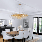 Stunning Tree Branch Crystal Chandelier with Clear Teardrop - shaped for Living/Dining Room - Round D25.6”*H15.8”/8 LightsGoldWarm LightBlushlighting