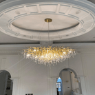 Stunning Tree Branch Crystal Chandelier with Clear Teardrop - shaped for Living/Dining Room - Round D25.6”*H15.8”/8 LightsGoldWarm LightBlushlighting