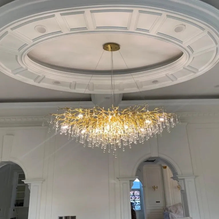 Stunning Tree Branch Crystal Chandelier with Clear Teardrop-shaped for Living/Dining Room-Chandeliers-Blushlighting