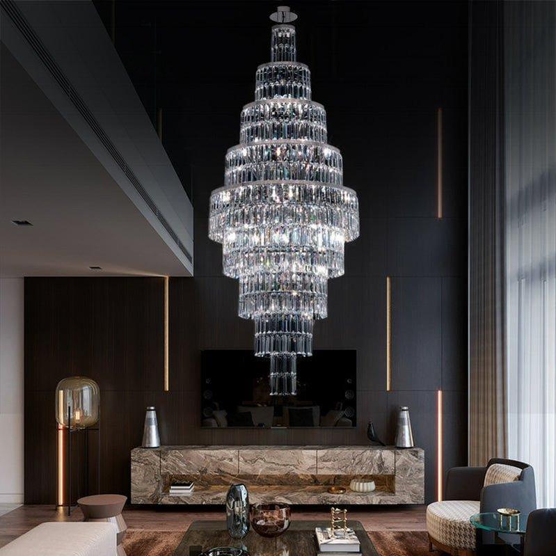 Stylish Foyer Hall Long Crystal Chandelier Large Staircase/ Entryway Decoration Ceiling Light Fixture-Chandeliers-Blushlighting-Blushlighting