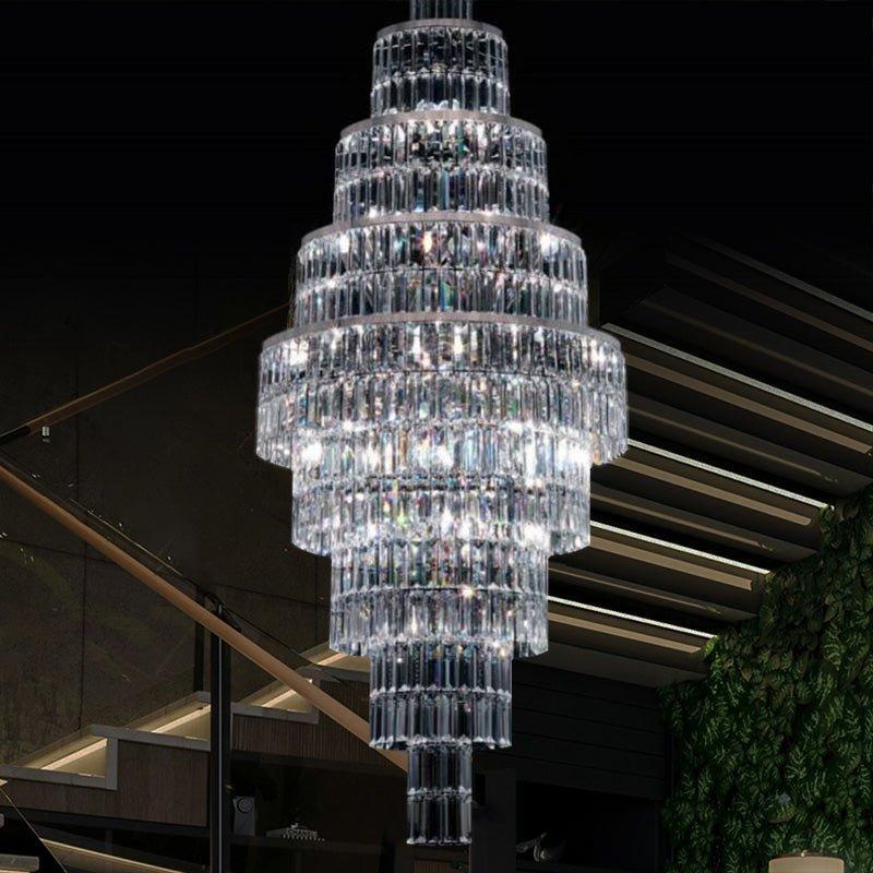 Stylish Foyer Hall Long Crystal Chandelier Large Staircase/ Entryway Decoration Ceiling Light Fixture-Chandeliers-Blushlighting-Blushlighting