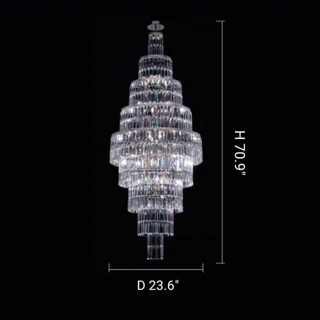 Stylish Foyer Hall Long Crystal Chandelier Large Staircase/ Entryway Decoration Ceiling Light Fixture-Chandeliers-Blushlighting-Blushlighting