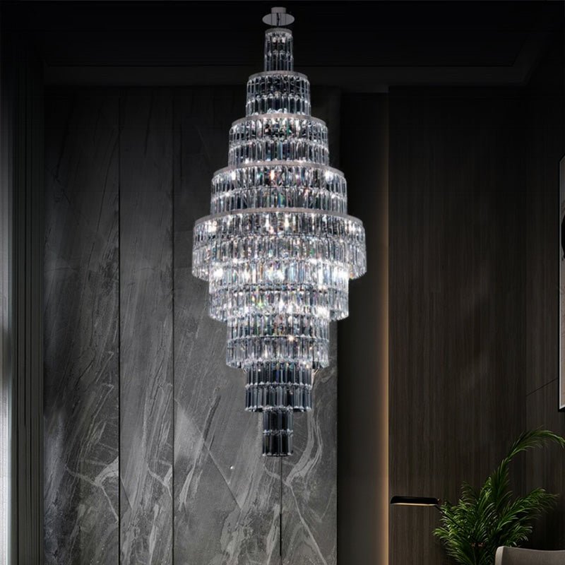 Stylish Foyer Hall Long Crystal Chandelier Large Staircase/ Entryway Decoration Ceiling Light Fixture-Chandeliers-Blushlighting-Blushlighting