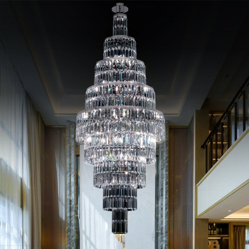 Stylish Foyer Hall Long Crystal Chandelier Large Staircase/ Entryway Decoration Ceiling Light Fixture-Chandeliers-Blushlighting-Blushlighting