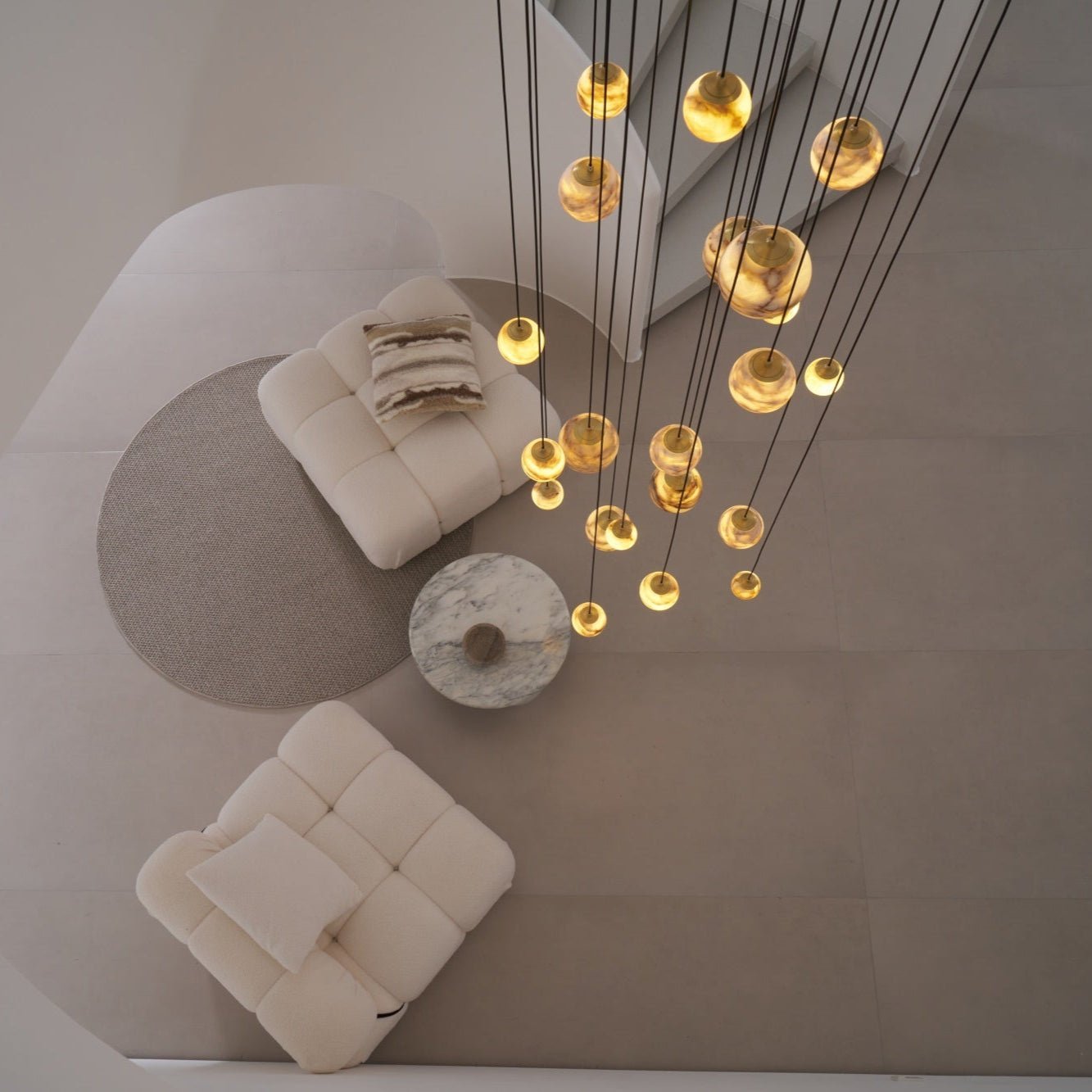 Sultana Alabaster Cluster Chandelier - 3 - Lights Size: ∅ 7.9″ x H 78.7″Gold & Natrue Alabaster ColorBlushlighting