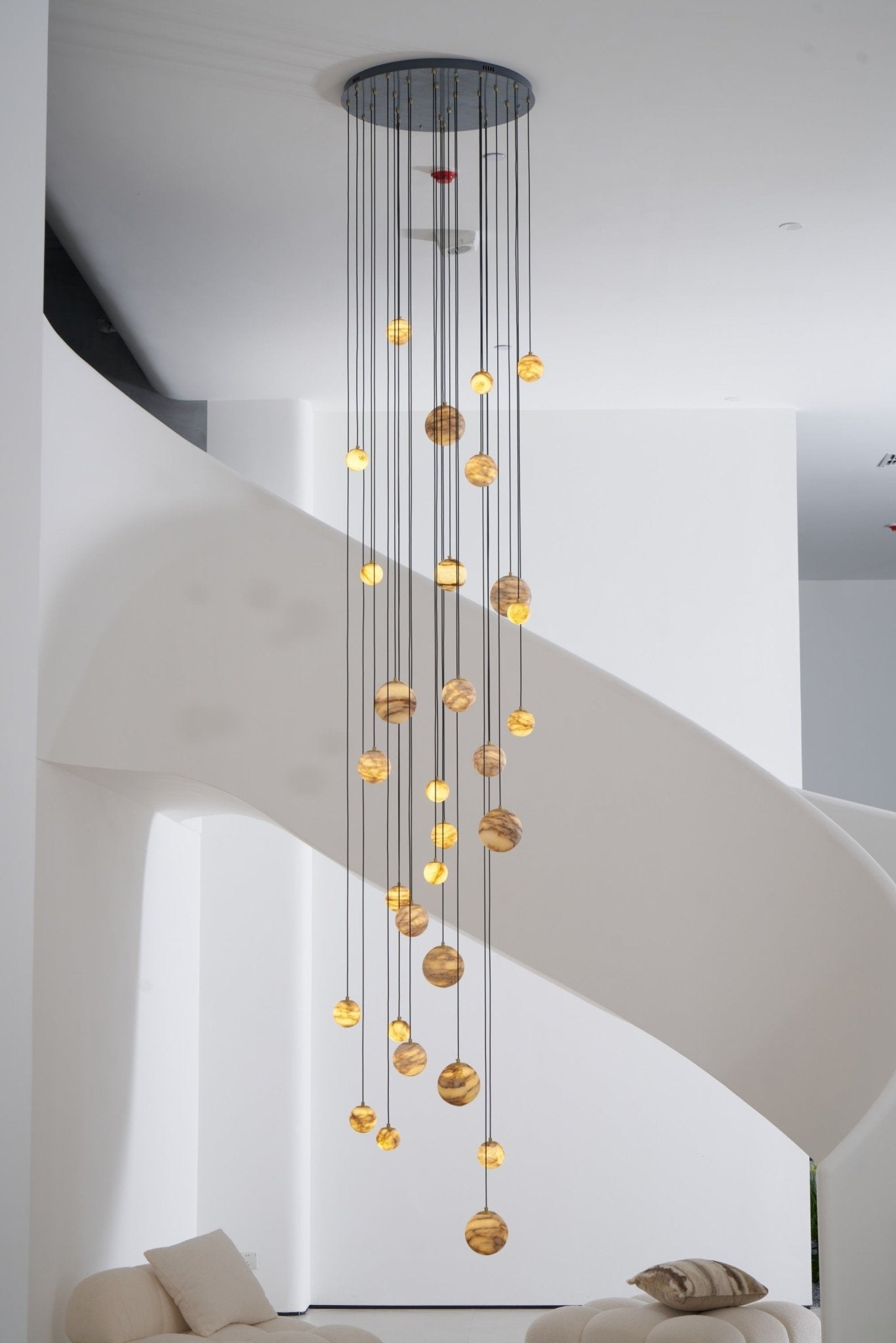 Sultana Alabaster Cluster Chandelier - 3 - Lights Size: ∅ 7.9″ x H 78.7″Gold & Natrue Alabaster ColorBlushlighting