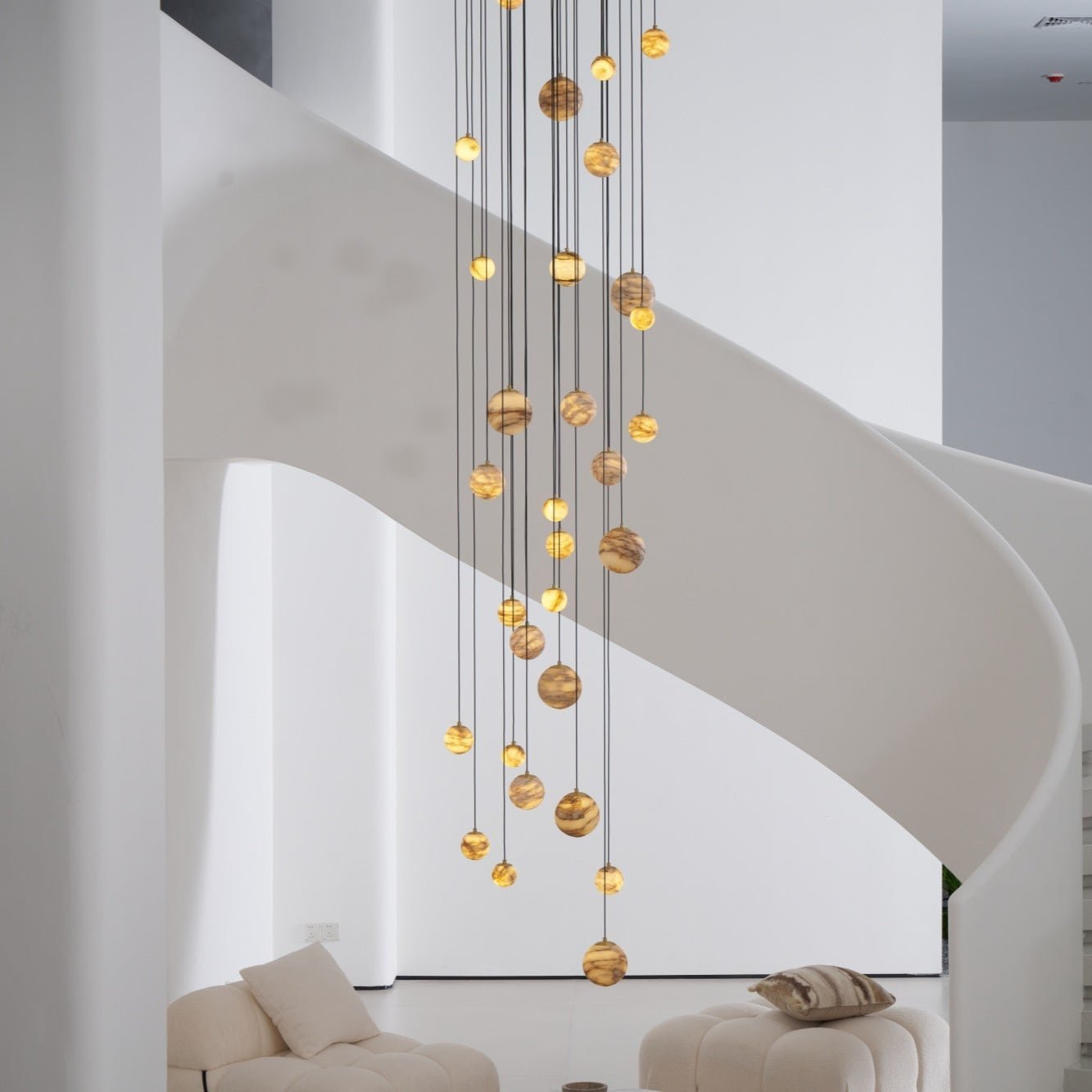 Sultana Alabaster Cluster Chandelier - 3 - Lights Size: ∅ 7.9″ x H 78.7″Gold & Natrue Alabaster ColorBlushlighting