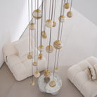 Sultana Alabaster Cluster Chandelier - 3 - Lights Size: ∅ 7.9″ x H 78.7″Gold & Natrue Alabaster ColorBlushlighting