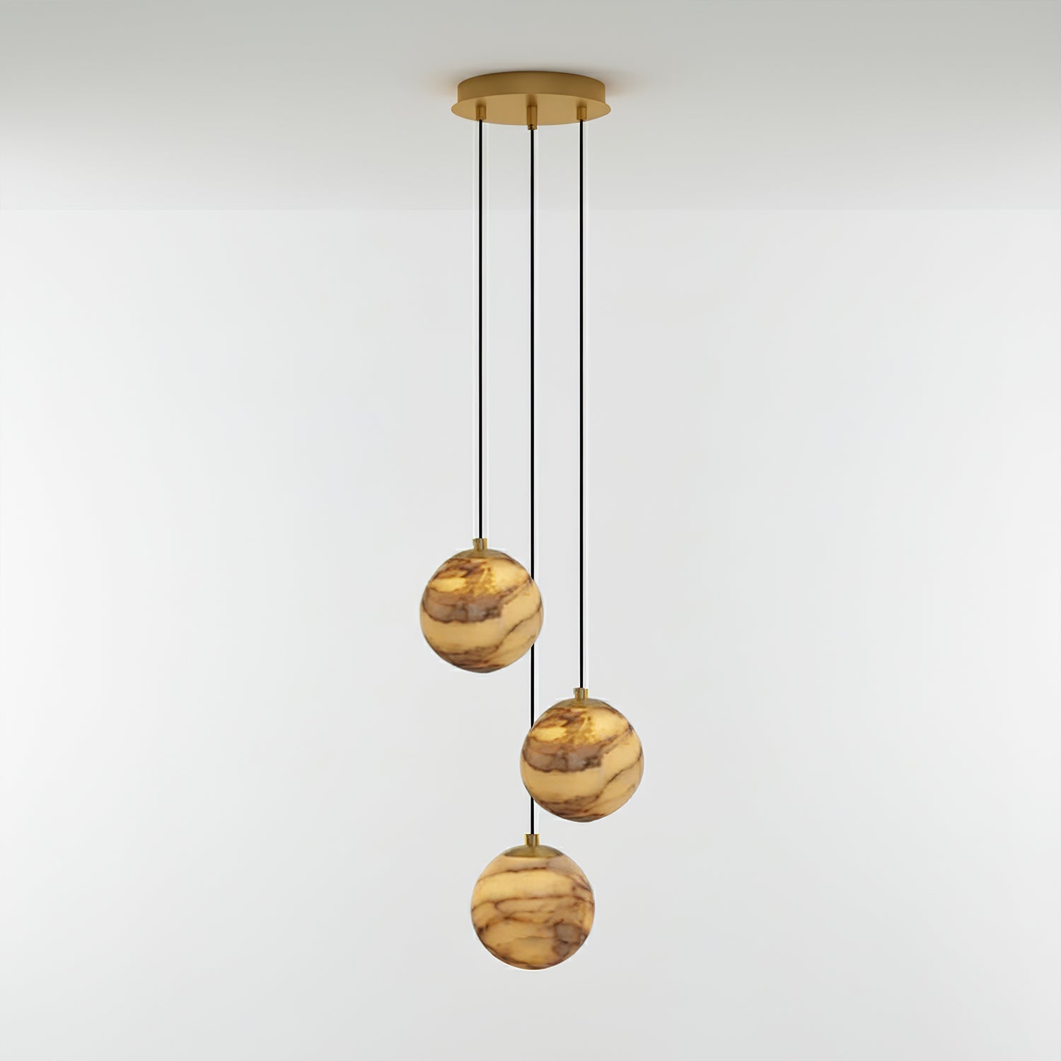 Sultana Alabaster Cluster Chandelier - 3 - Lights Size: ∅ 7.9″ x H 78.7″Gold & Natrue Alabaster ColorBlushlighting