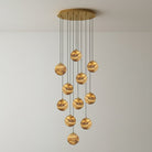 Sultana Alabaster Cluster Chandelier - 11 - Lights Size: ∅ 15.7″ x H 118″Gold & Natrue Alabaster ColorBlushlighting