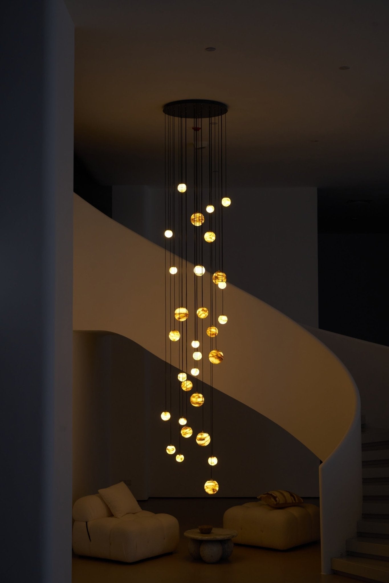 Sultana Alabaster Cluster Chandelier - 3 - Lights Size: ∅ 7.9″ x H 78.7″Gold & Natrue Alabaster ColorBlushlighting