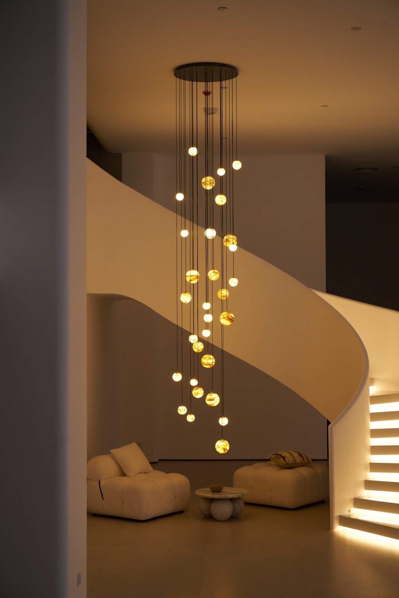 Sultana Alabaster Cluster Chandelier - 3 - Lights Size: ∅ 7.9″ x H 78.7″Gold & Natrue Alabaster ColorBlushlighting