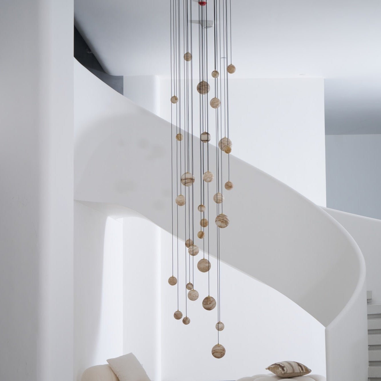 Sultana Alabaster Cluster Chandelier - 3 - Lights Size: ∅ 7.9″ x H 78.7″Gold & Natrue Alabaster ColorBlushlighting