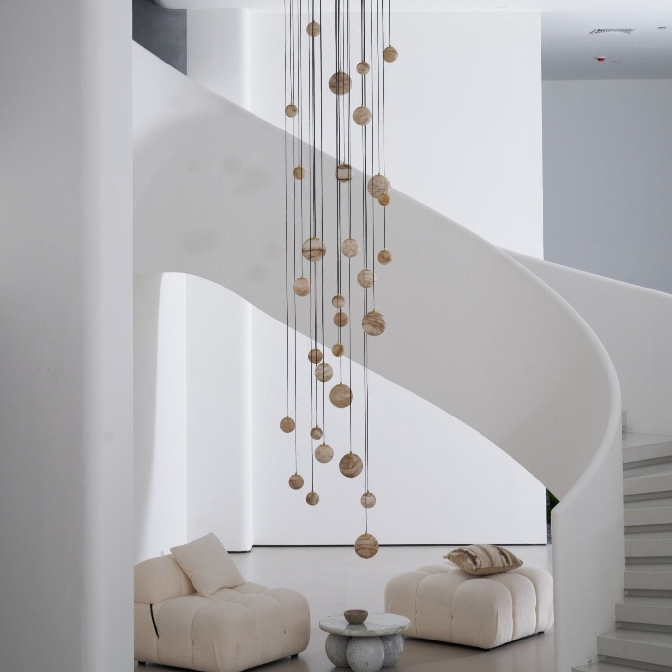 Sultana Alabaster Cluster Chandelier - 3 - Lights Size: ∅ 7.9″ x H 78.7″Gold & Natrue Alabaster ColorBlushlighting