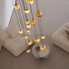 Sultana Alabaster Cluster Chandelier - 3 - Lights Size: ∅ 7.9″ x H 78.7″Gold & Natrue Alabaster ColorBlushlighting