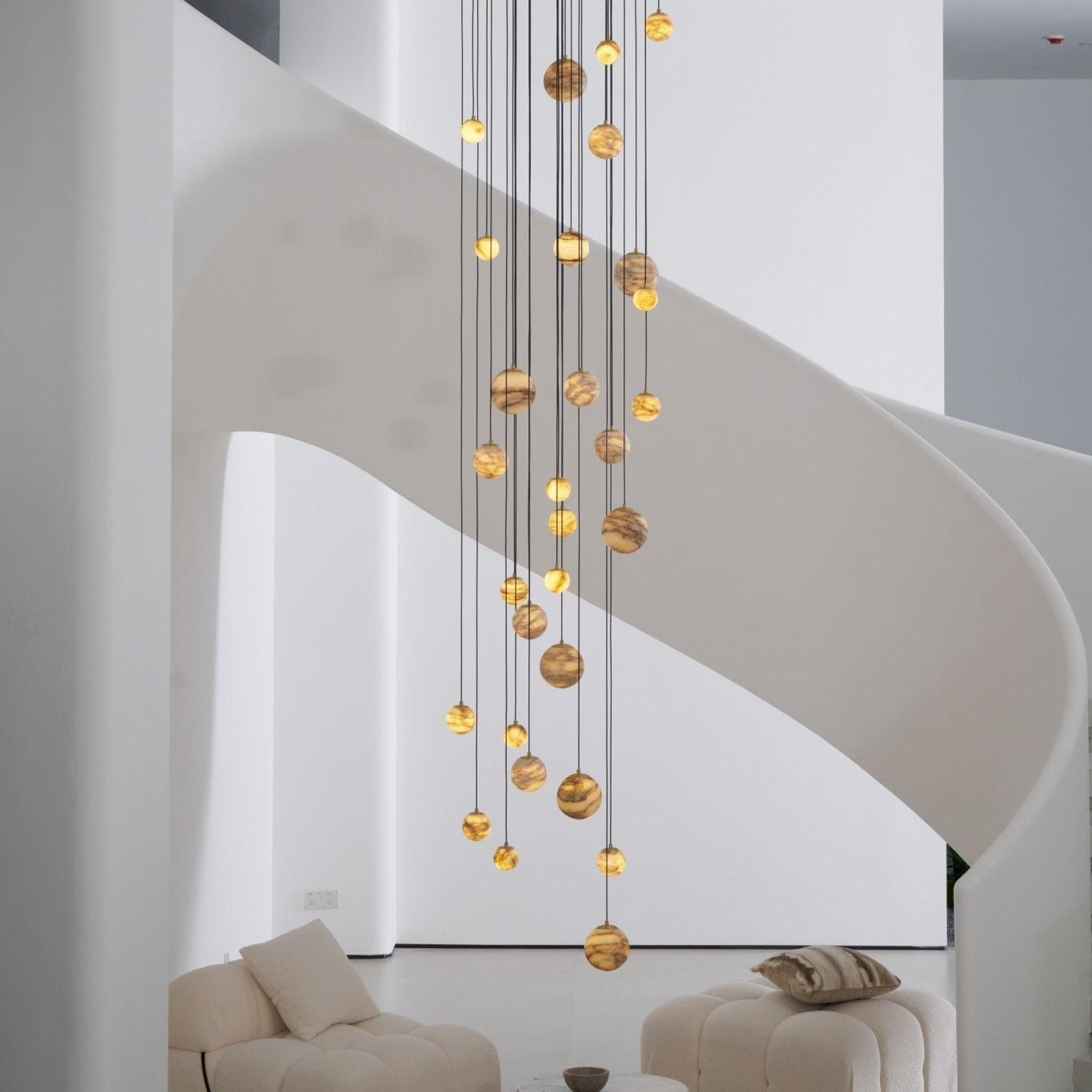 Sultana Alabaster Cluster Chandelier - 3 - Lights Size: ∅ 7.9″ x H 78.7″Gold & Natrue Alabaster ColorBlushlighting