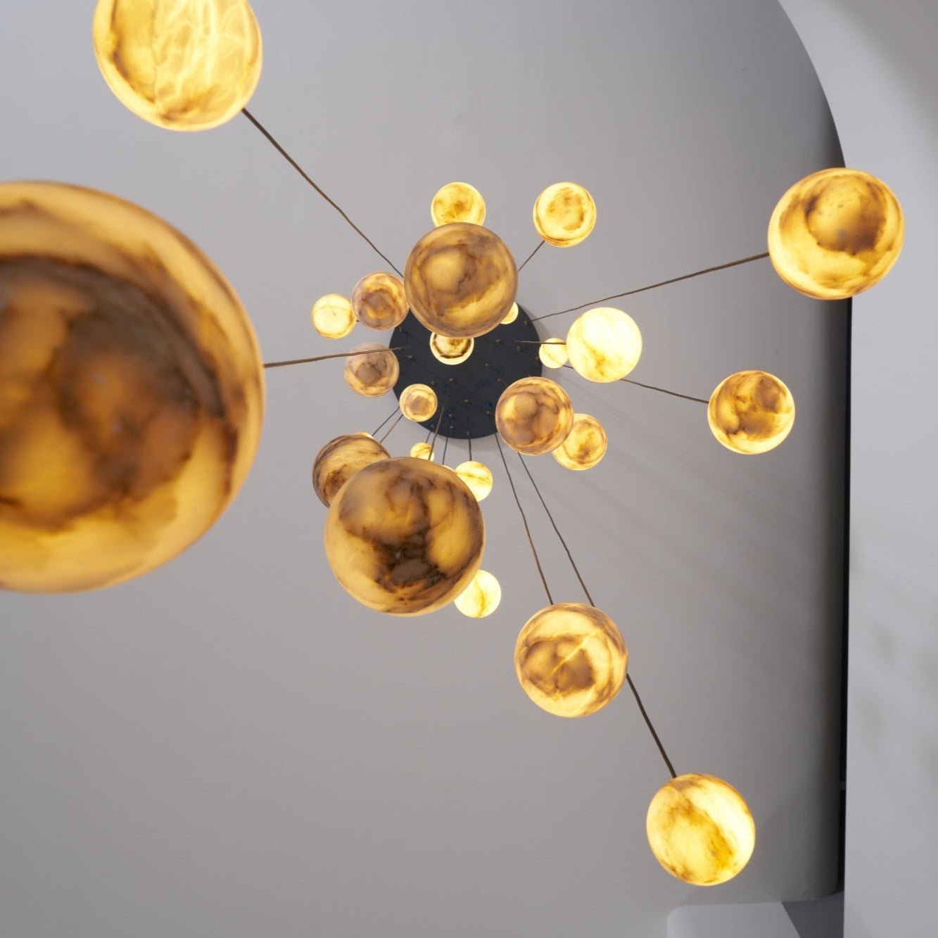 Sultana Alabaster Cluster Chandelier - 3 - Lights Size: ∅ 7.9″ x H 78.7″Gold & Natrue Alabaster ColorBlushlighting