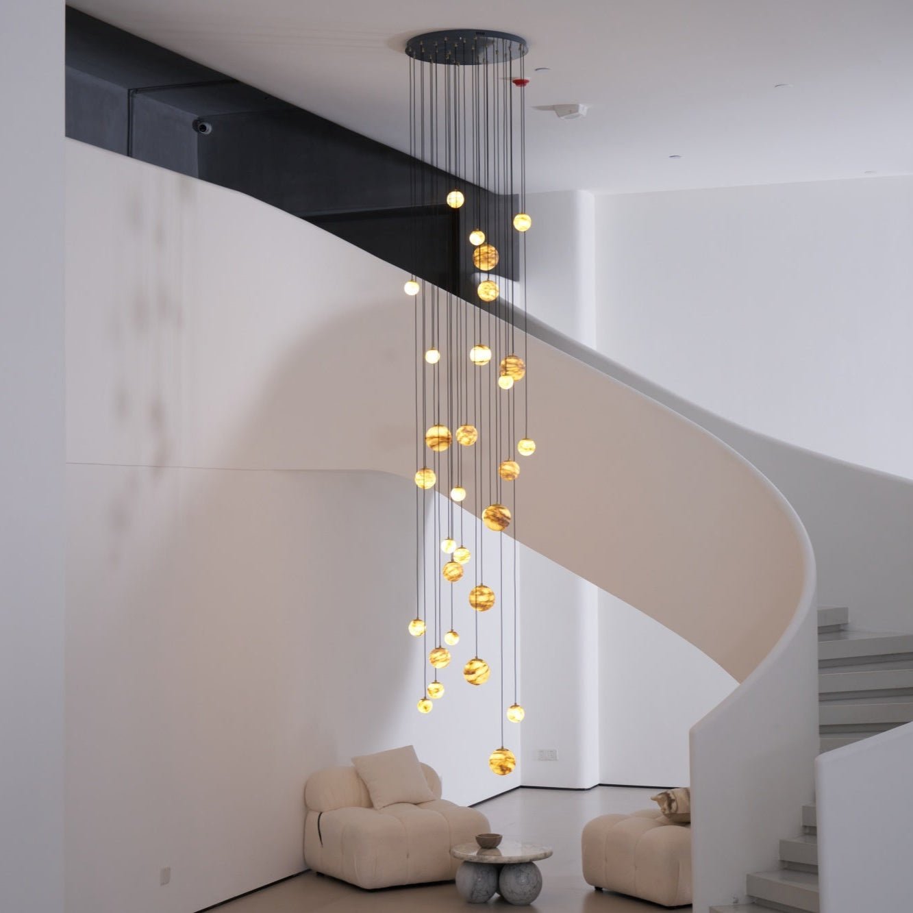 Sultana Alabaster Cluster Chandelier - 3 - Lights Size: ∅ 7.9″ x H 78.7″Gold & Natrue Alabaster ColorBlushlighting