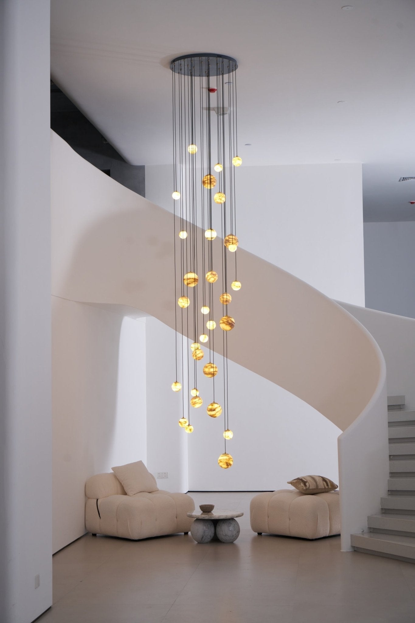 Sultana Alabaster Cluster Chandelier - 3 - Lights Size: ∅ 7.9″ x H 78.7″Gold & Natrue Alabaster ColorBlushlighting