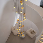 Sultana Alabaster Cluster Chandelier - 3 - Lights Size: ∅ 7.9″ x H 78.7″Gold & Natrue Alabaster ColorBlushlighting