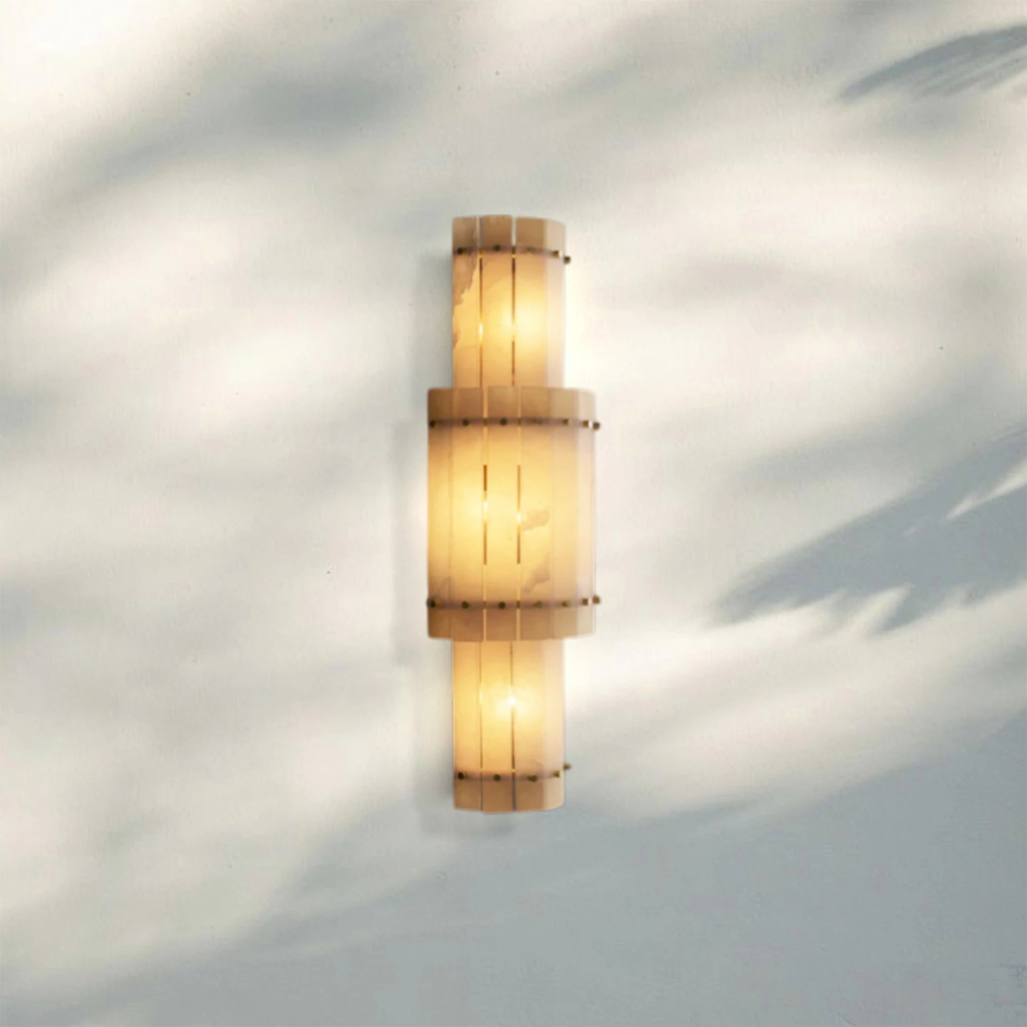 Sun Marco Alabaster Grand Round Sconce-Brass-