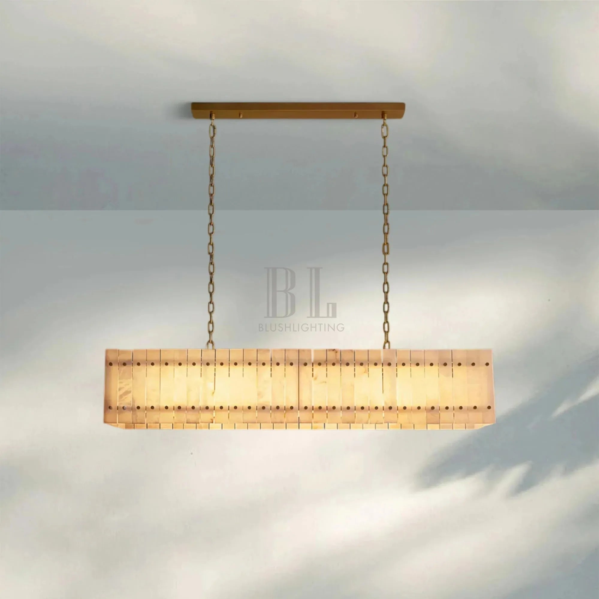Sun Marco Alabaster Linear Chandelier 54" 72" - Blushlighting