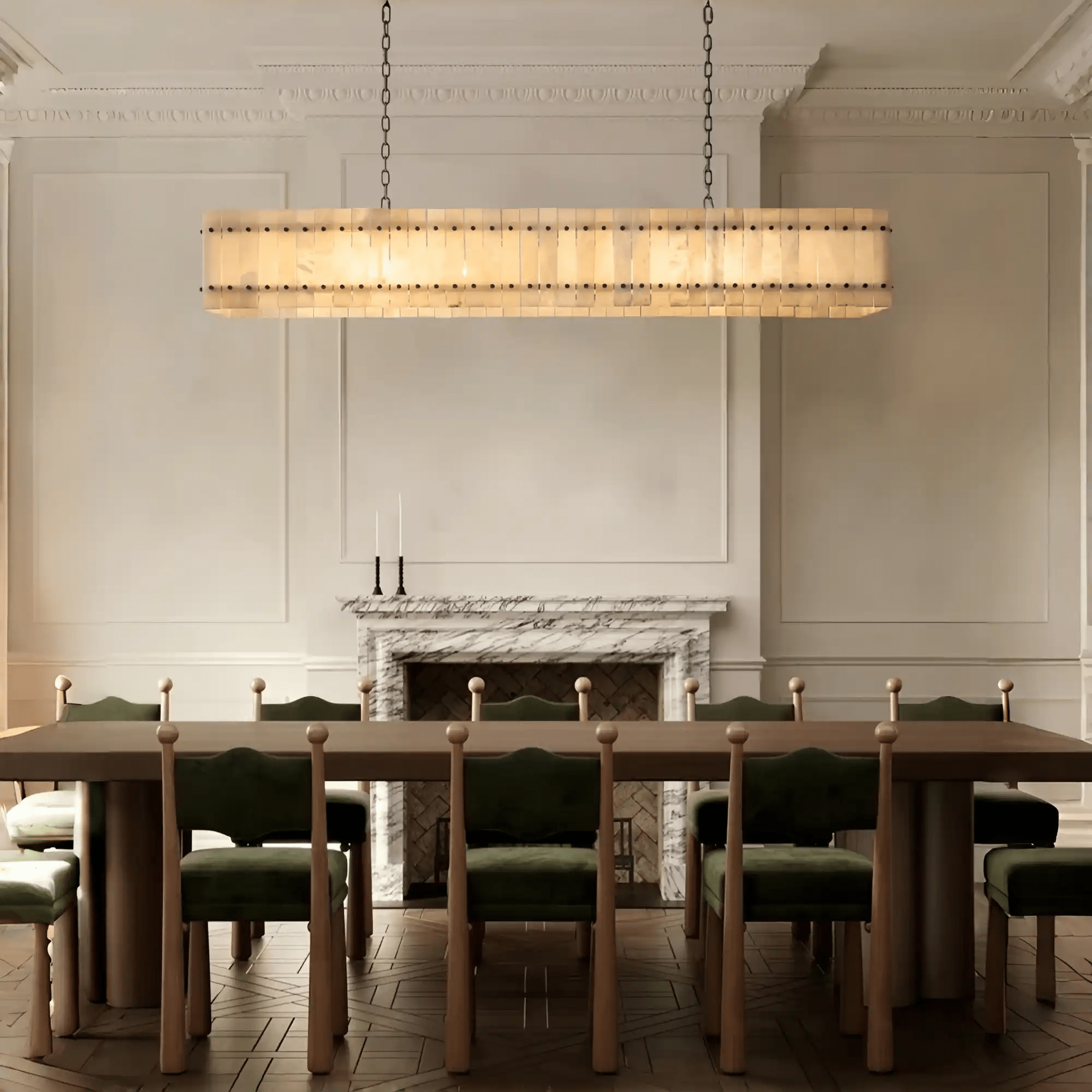 Sun Marco Alabaster Linear Chandelier 54" 72" - Blushlighting