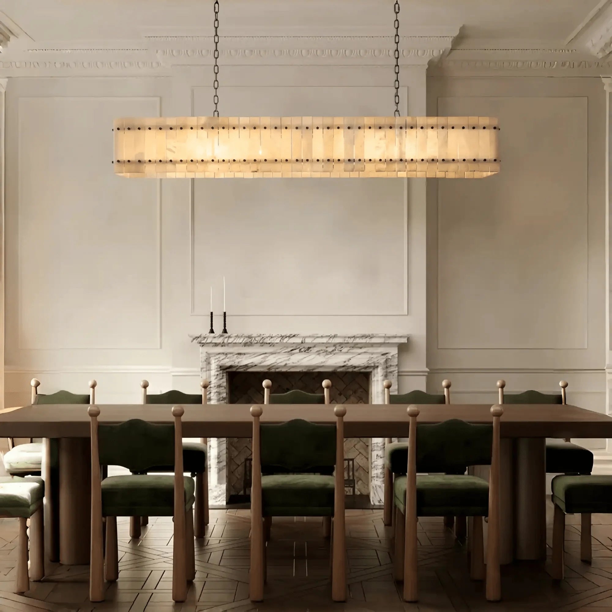 Sun Marco Alabaster Linear Chandelier 54" 72" - Blushlighting