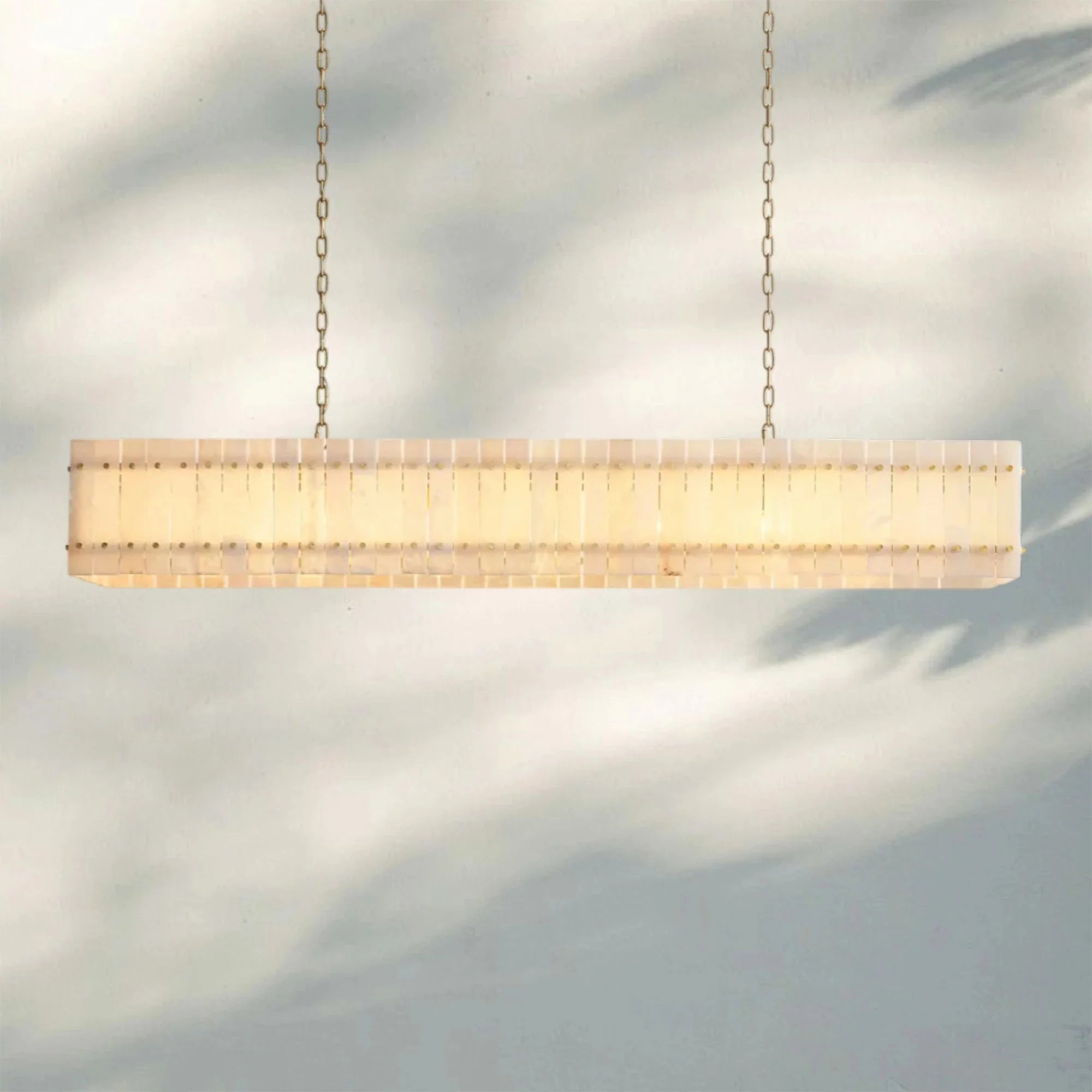 Sun Marco Alabaster Linear Chandelier 54" 72" - Blushlighting
