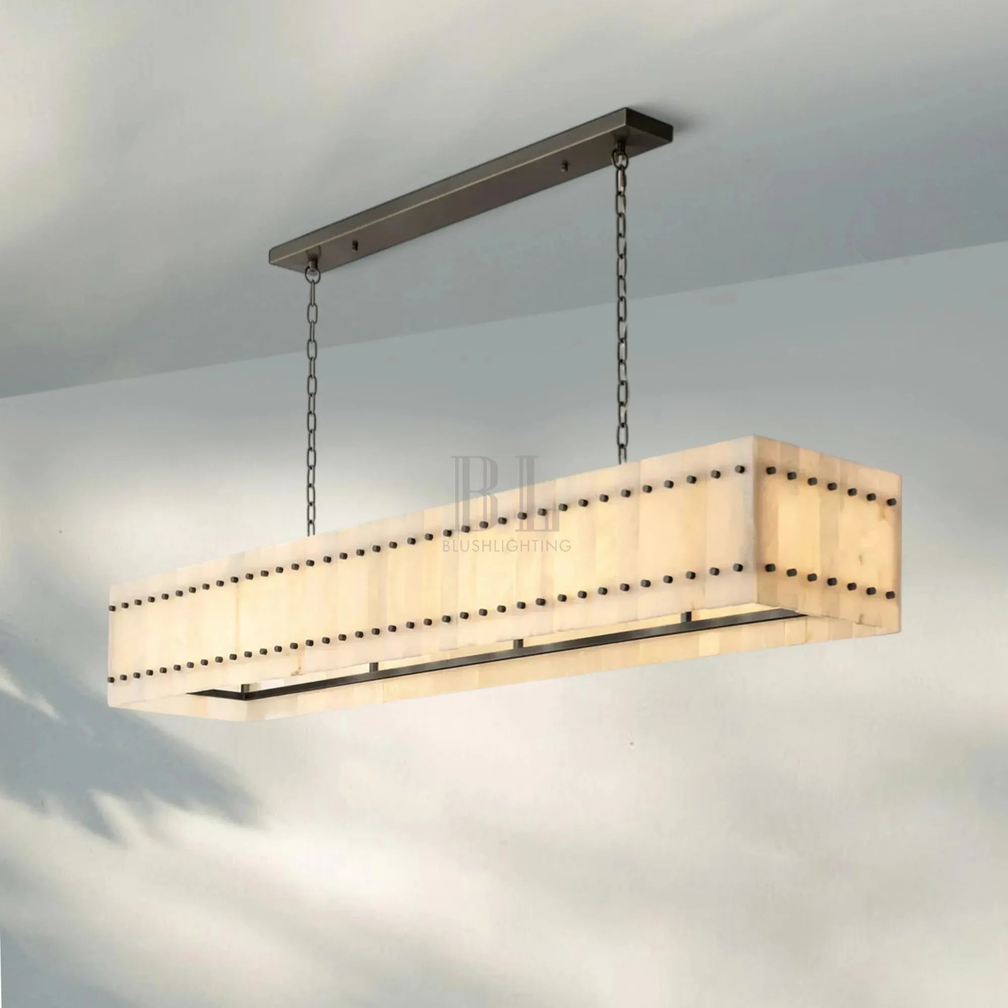 Sun Marco Alabaster Linear Chandelier 54" 72" - Blushlighting