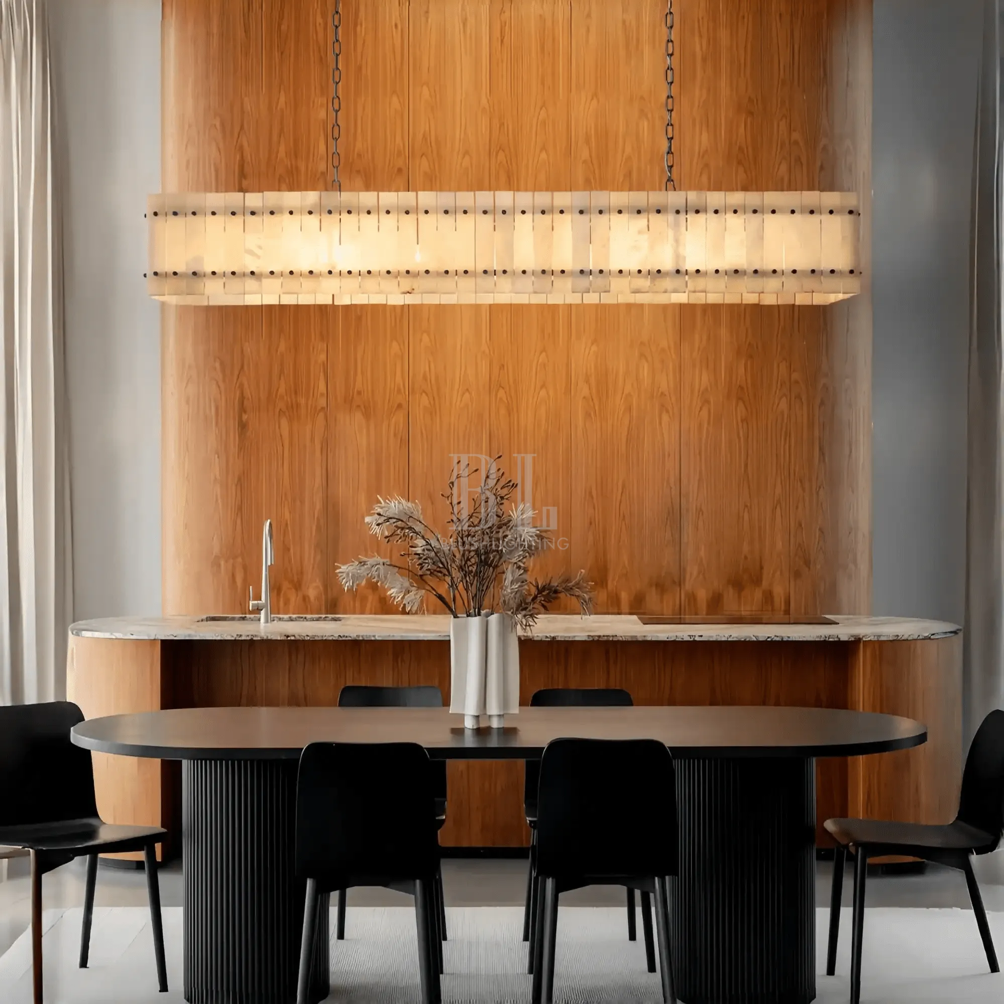 Sun Marco Alabaster Linear Chandelier 54" 72" - Blushlighting